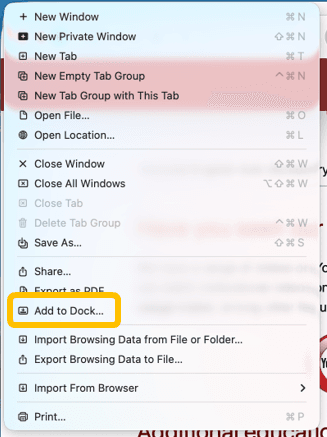 add to dock