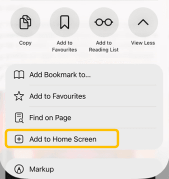 add to home screen